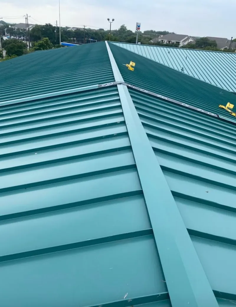 Green commercial metal roof ridge and valley for Metal Roof Repair in Huntingdon